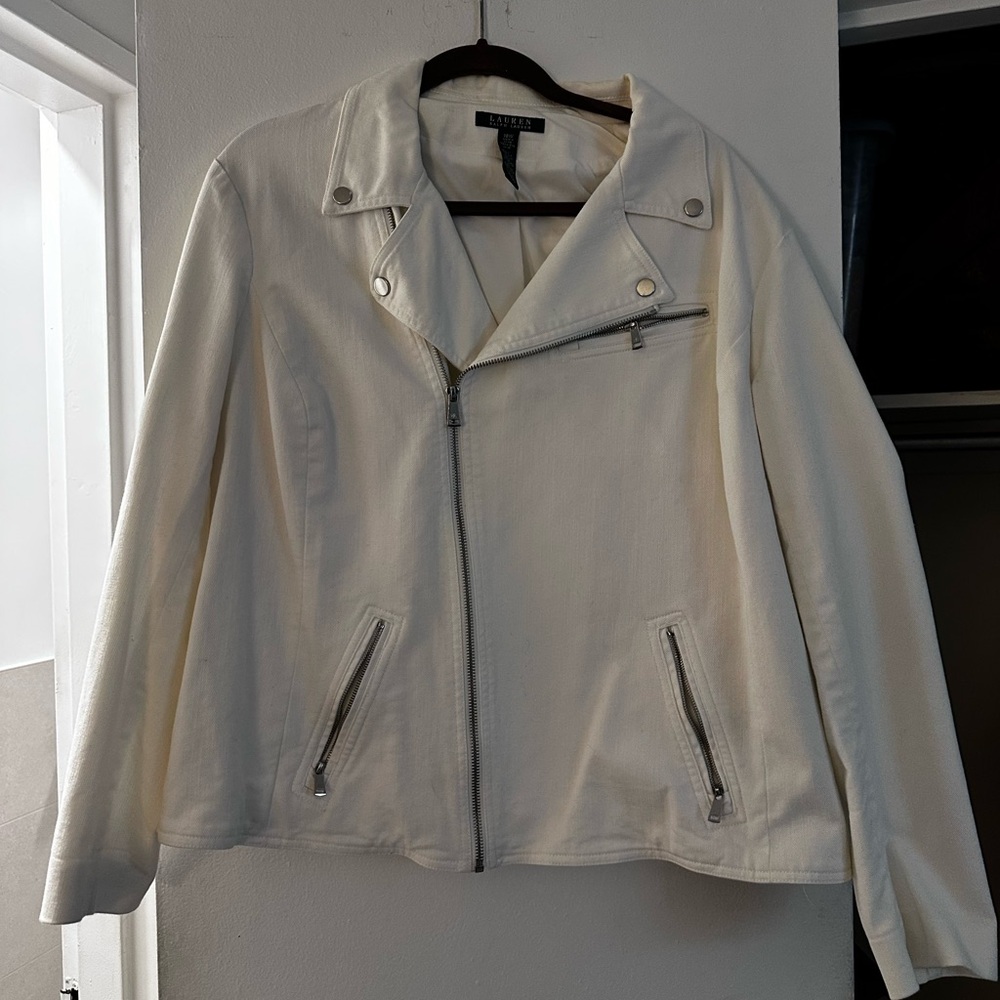 Ralph Lauren white denim jacket. Size 16W. Excellent condition